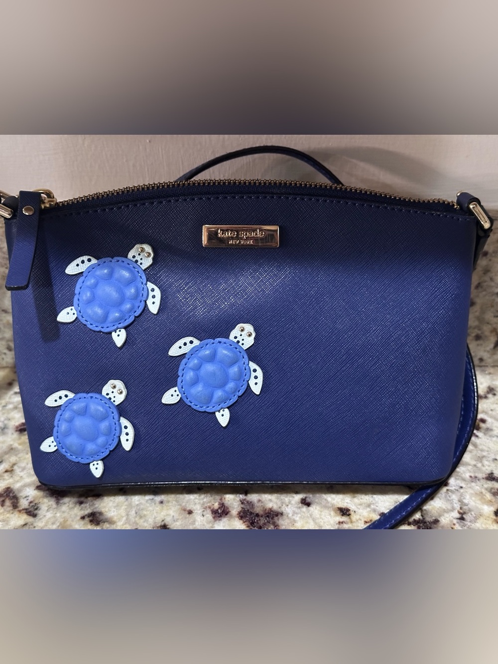 Kate Spade Under The Sea Millie Turtle Saffiano Leather Crossbody Bag Purse Rare